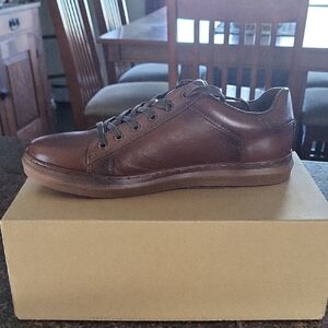 Brown Leather Sneakers with Minimalist Design